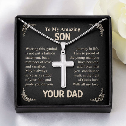 To My Amazing Son Cross Necklace From Dad - Wearing This Symbol is Not Just a Fashion, Birthday Christmas Present