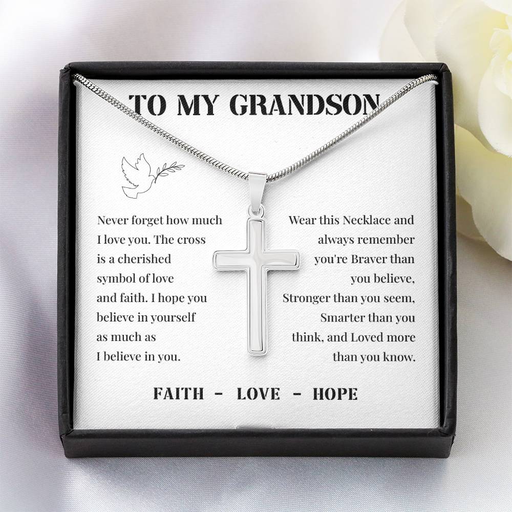 Christian Cross Necklace for Grandson – Inspirational Gift from Grandparent