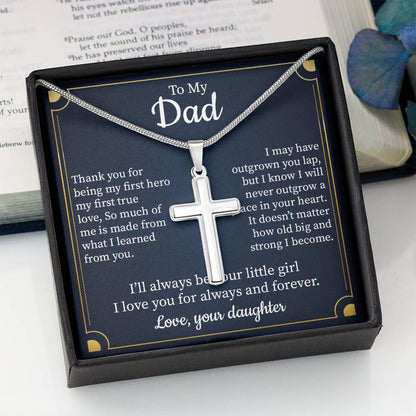 Cross Necklace Gift for Dad from Daughter with Message Card