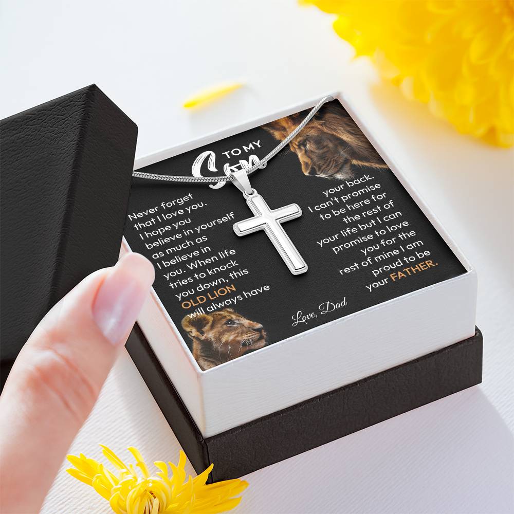 Father To Son Necklace - Old Lion Always Has Your Back, A Promise Of Love For Life - Motivational Jewelry For Men