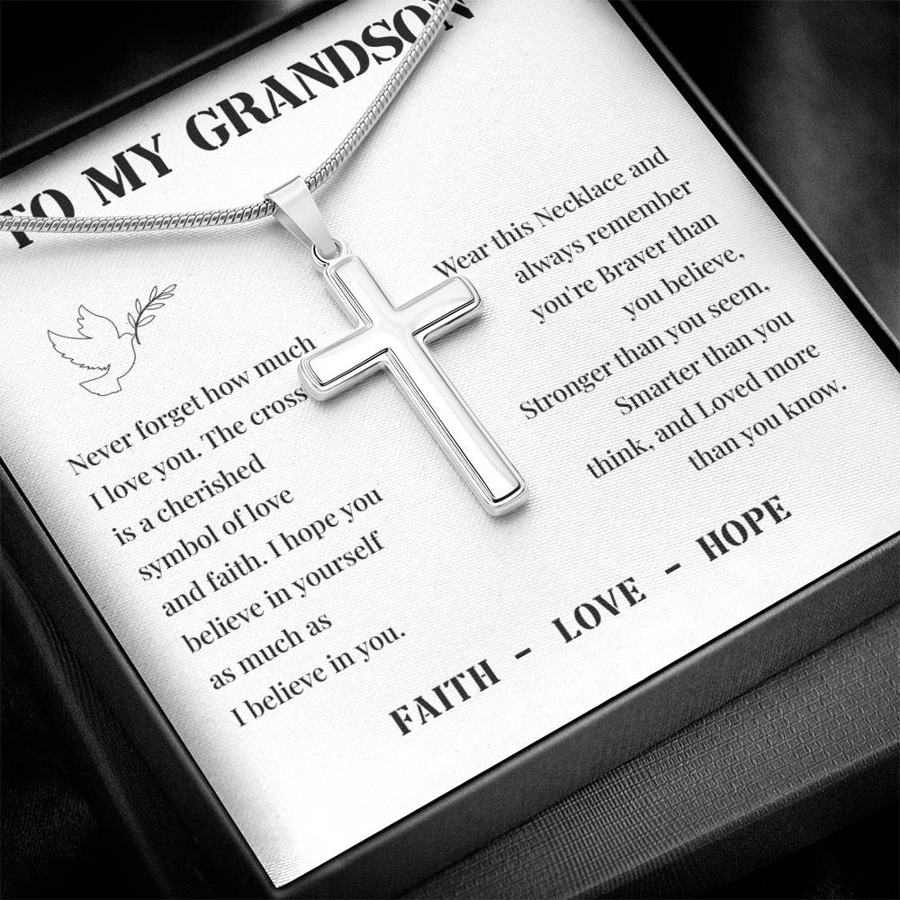 Christian Cross Necklace for Grandson – Inspirational Gift from Grandparent