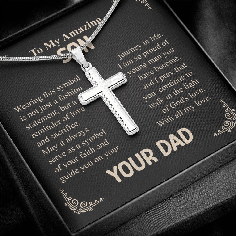 To My Amazing Son Cross Necklace From Dad - Wearing This Symbol is Not Just a Fashion, Birthday Christmas Present