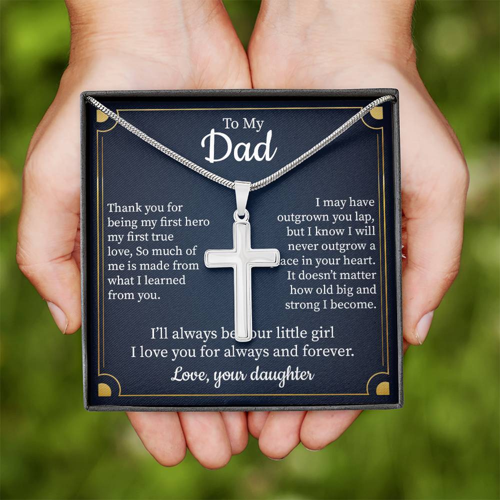 Cross Necklace Gift for Dad from Daughter with Message Card