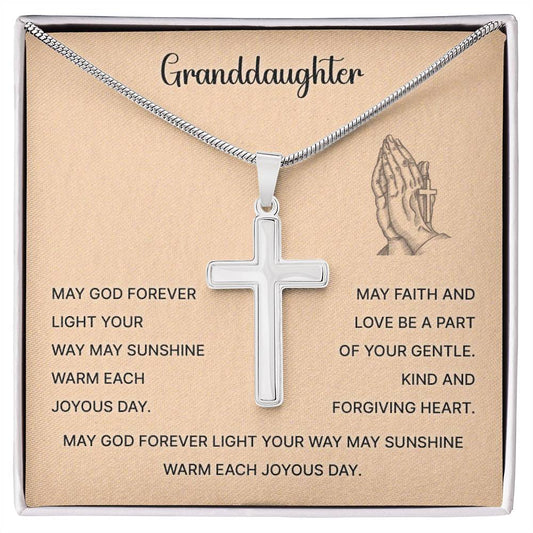 Granddaughter Cross Necklace May God Forever Light Your Way May Sunshine Warm Each Joyous Day.