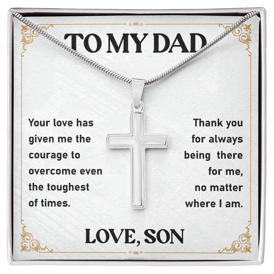 To My Dad Necklace Cross Pendant with Message from Son