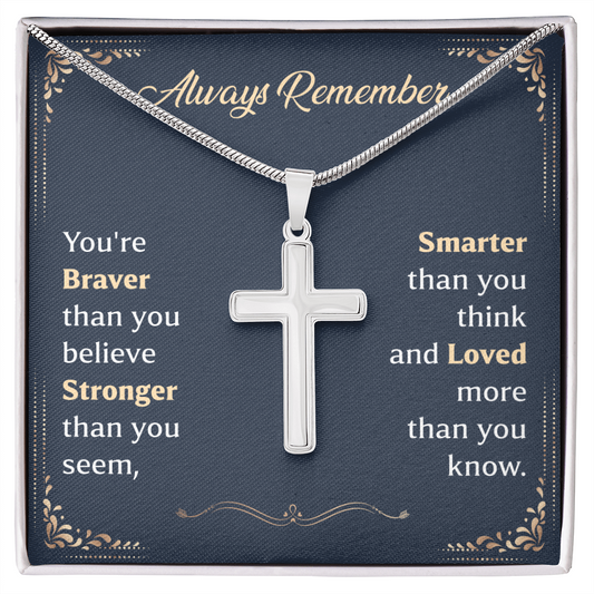 Christian Cross Necklace for Him Message Card Gift