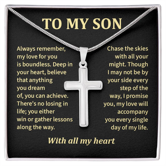 Christian Cross Necklace for Son with Loving Message