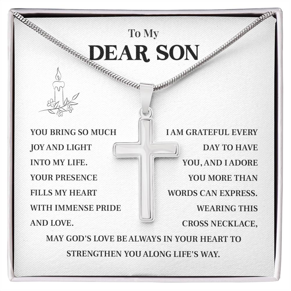 To My Son Cross Necklace – Christian Gift with Heartfelt Message