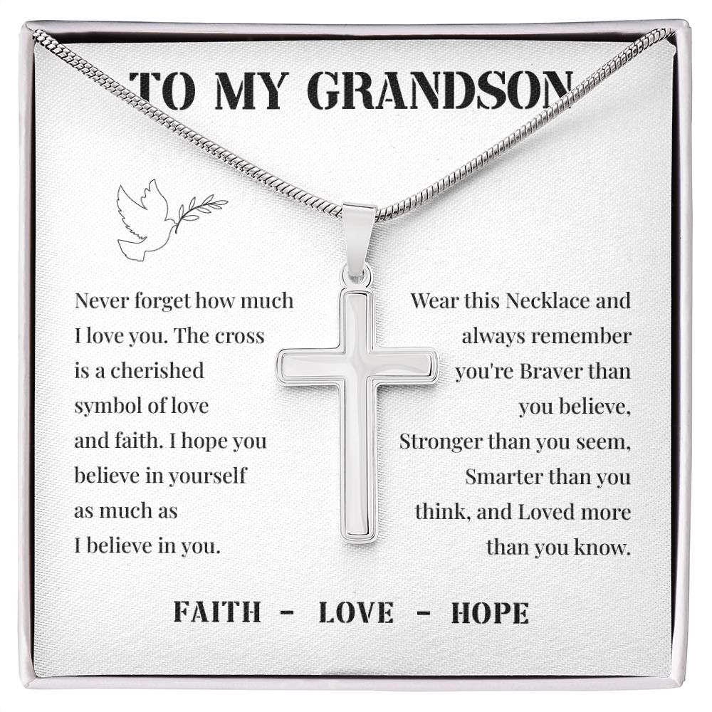 Christian Cross Necklace for Grandson – Inspirational Gift from Grandparent