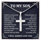 Inspirational Cross Necklace Gift for Son from Parent