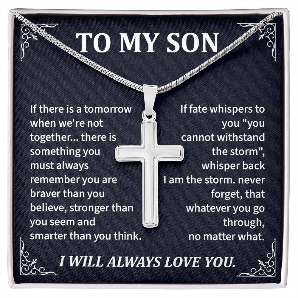 Inspirational Cross Necklace Gift for Son from Parent