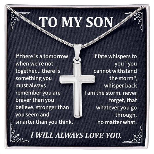 Inspirational Cross Necklace Gift for Son from Parent