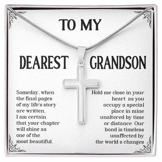 Grandson Cross Necklace – Religious Gift for Boys