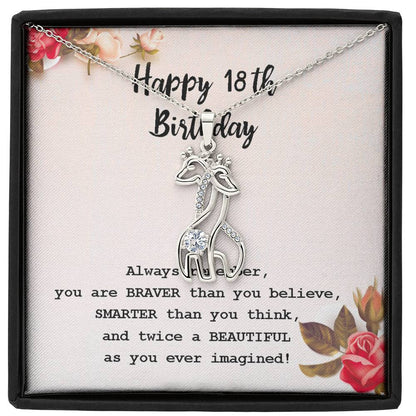 Happy 18th Birthday Necklcae Always Remember, giraff necklace