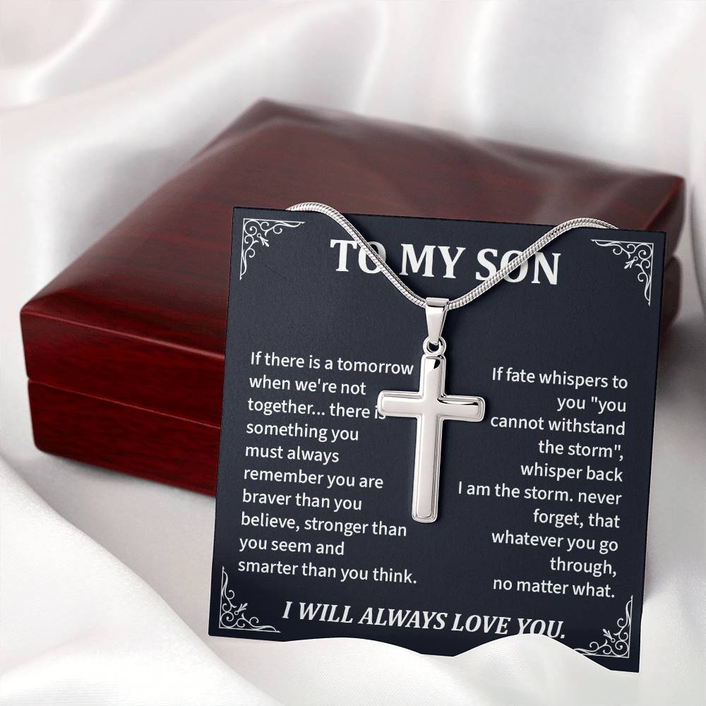 Inspirational Cross Necklace Gift for Son from Parent
