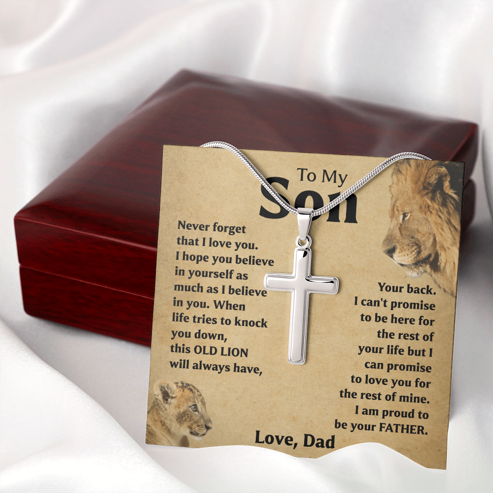 To My Son Cross Necklace from Dad Gift Box