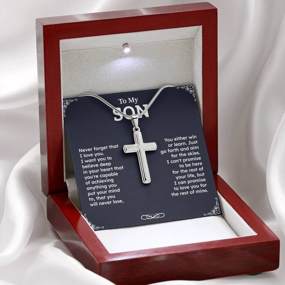 Christian Cross Necklace Gift for Son – Inspirational Message Card