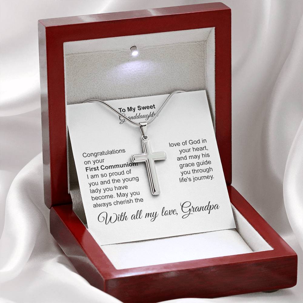 To My Sweet Granddaughter Cross Necklace From Grandpa