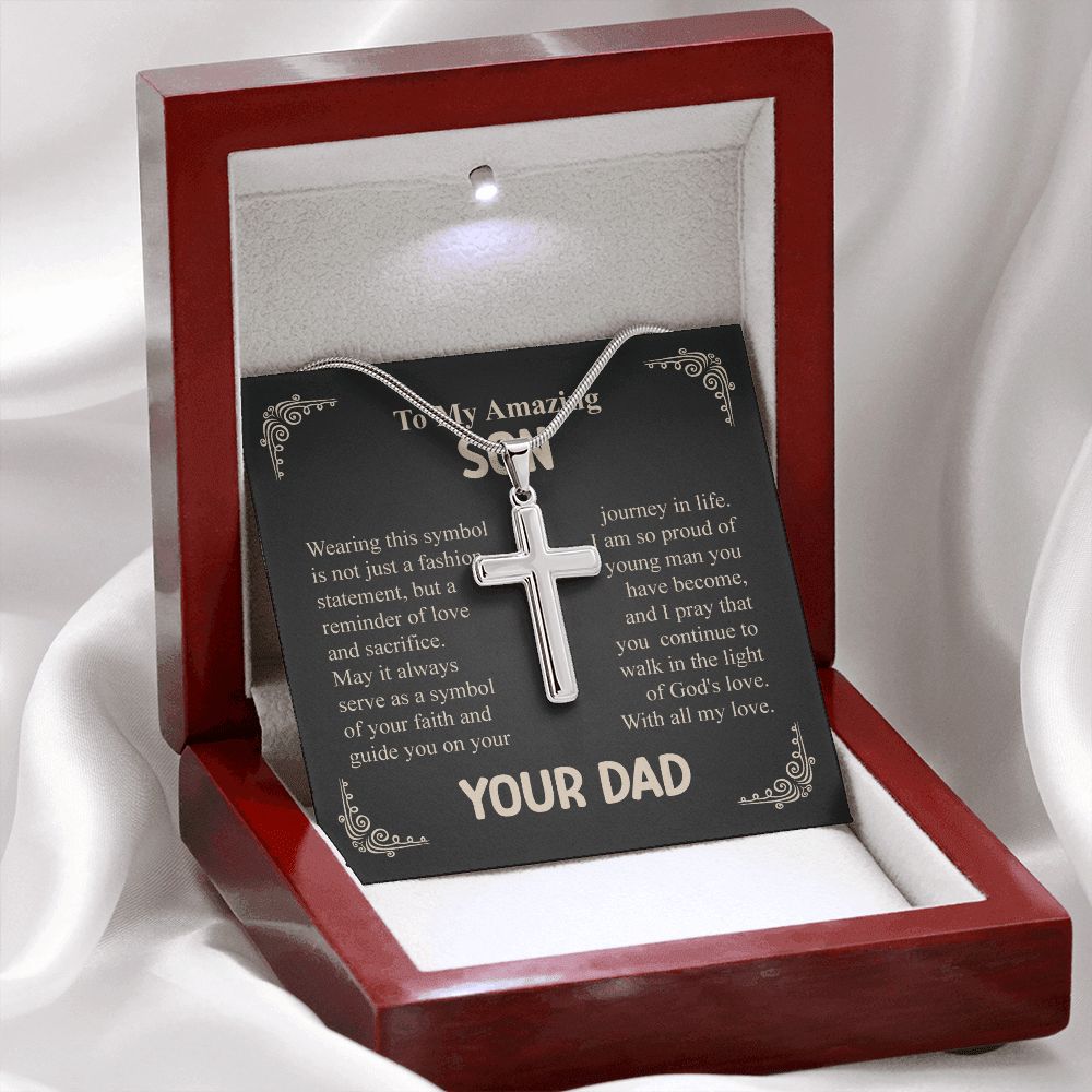 To My Amazing Son Cross Necklace From Dad - Wearing This Symbol is Not Just a Fashion, Birthday Christmas Present