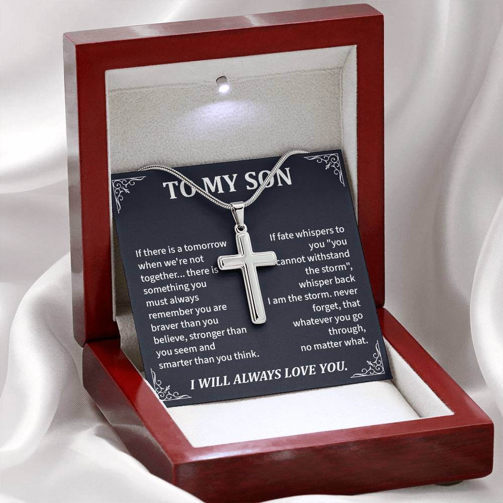Inspirational Cross Necklace Gift for Son from Parent
