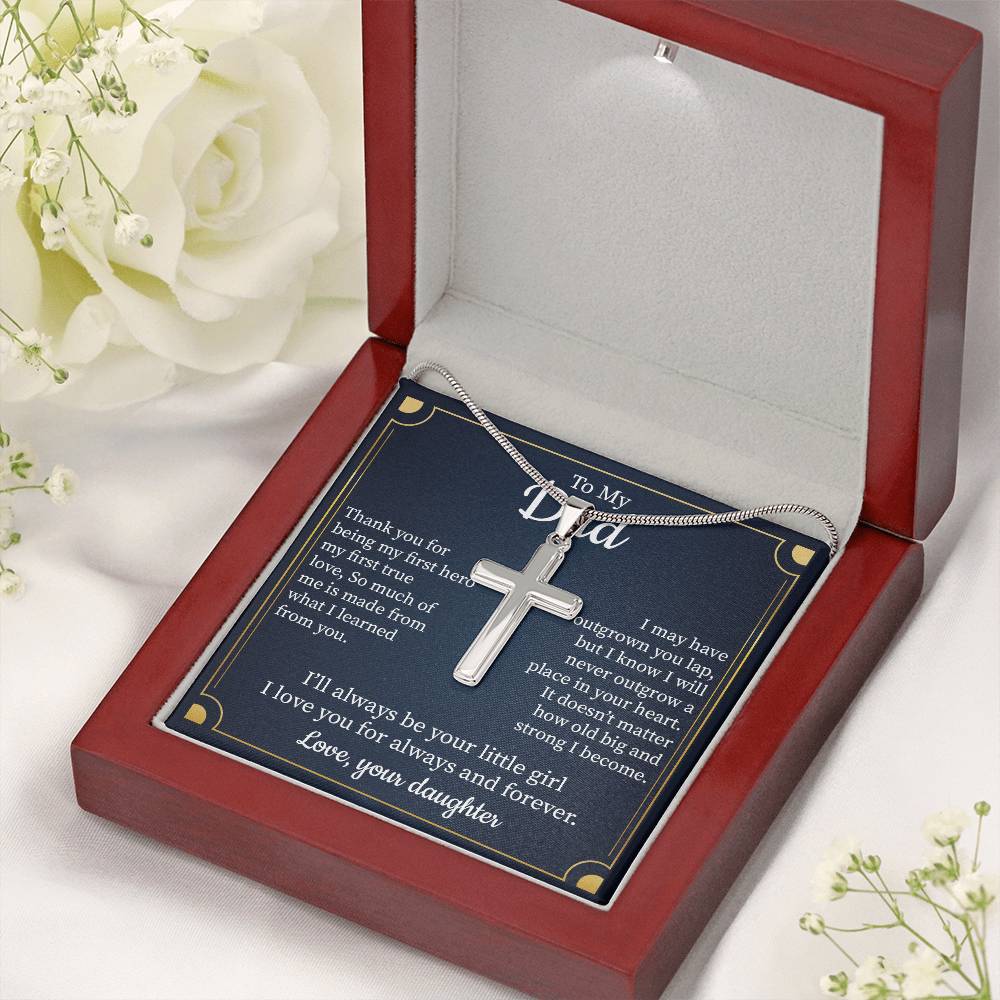 Cross Necklace Gift for Dad from Daughter with Message Card