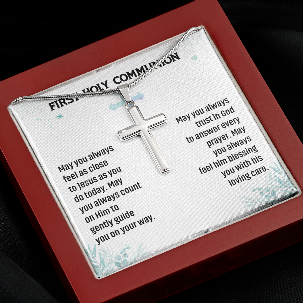 First Holy Communion Cross Necklace Gift for Boys and Girls