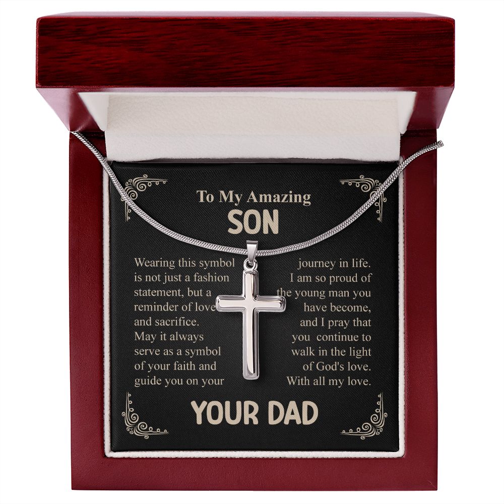 To My Amazing Son Cross Necklace From Dad - Wearing This Symbol is Not Just a Fashion, Birthday Christmas Present