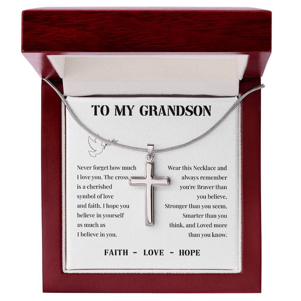 Christian Cross Necklace for Grandson – Inspirational Gift from Grandparent