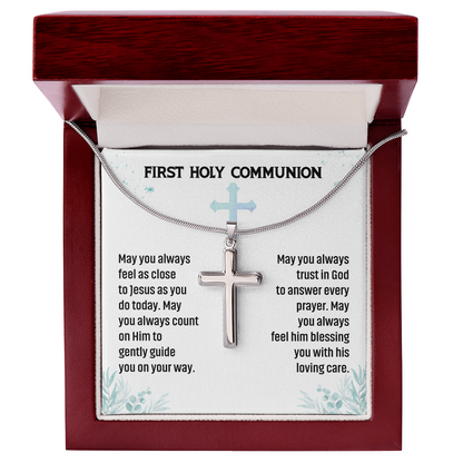 First Holy Communion Cross Necklace Gift for Boys and Girls