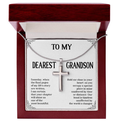 Grandson Cross Necklace – Religious Gift for Boys