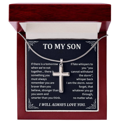 Inspirational Cross Necklace Gift for Son from Parent