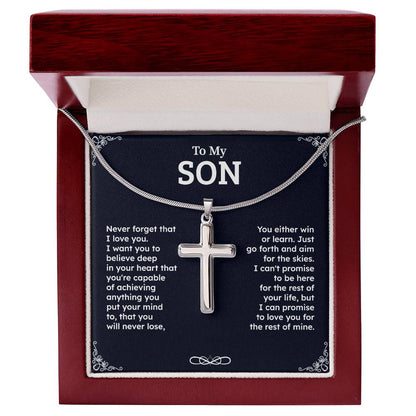 Christian Cross Necklace Gift for Son – Inspirational Message Card