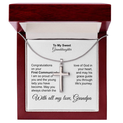To My Sweet Granddaughter Cross Necklace From Grandpa