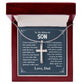 To My Beloved Son I am So Proud Of The Young Man, Cross Necklace Gift From Dad With Amazing Message Card