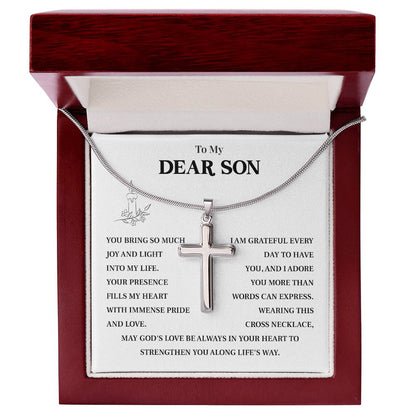 To My Son Cross Necklace – Christian Gift with Heartfelt Message