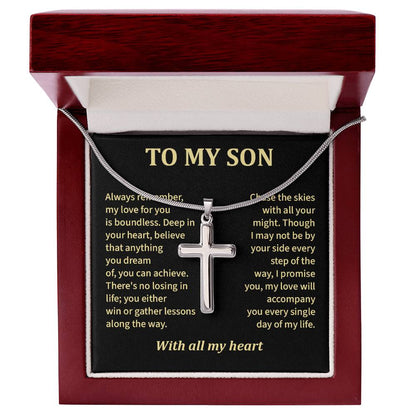 Christian Cross Necklace for Son with Loving Message