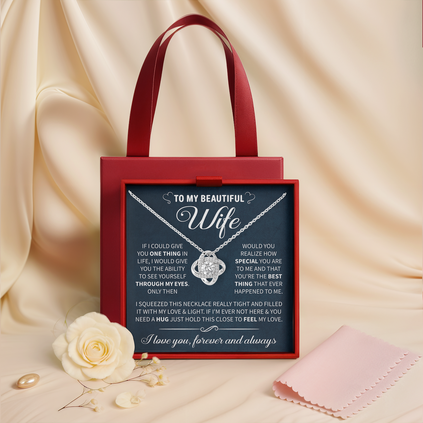 To My Beautiful Wife Necklace - Anniversary, Birthday & Valentine’s Gift