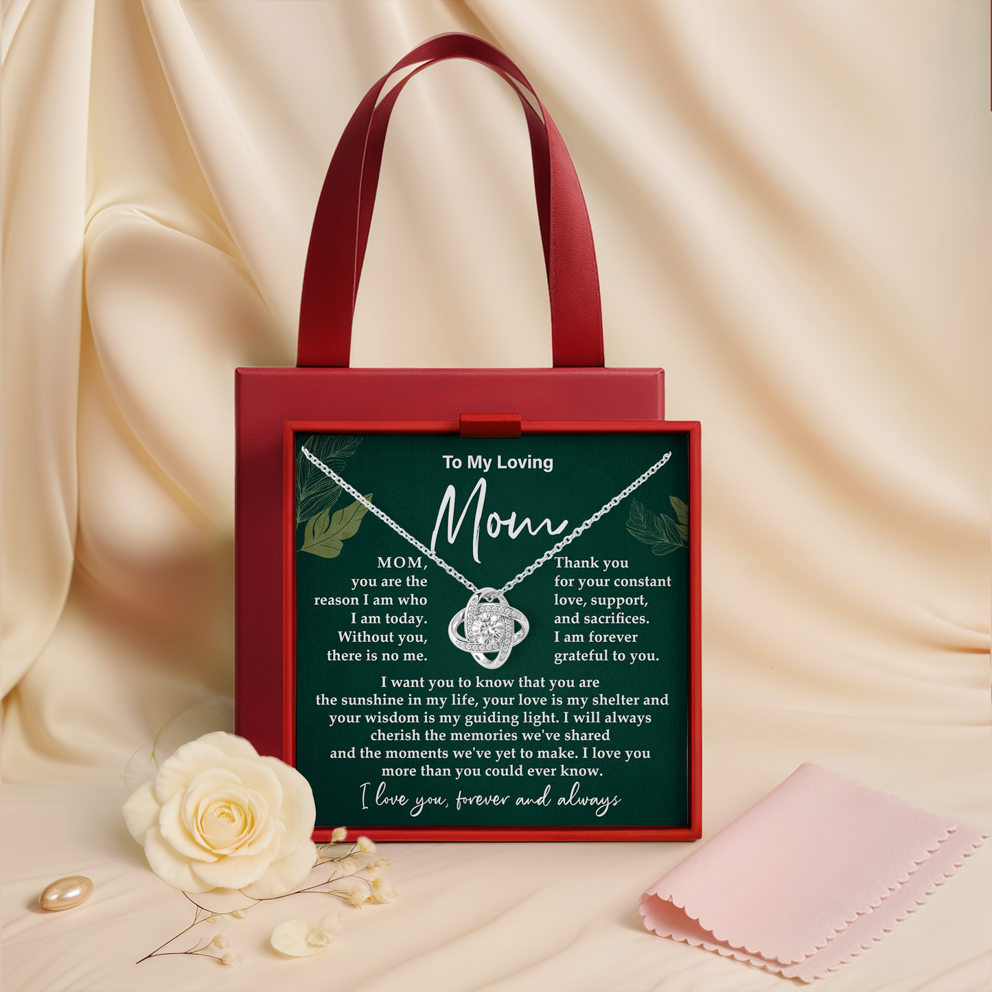 To My Loving Mom Forever Love Necklace, Meaningful Gift for Mother with Message Card