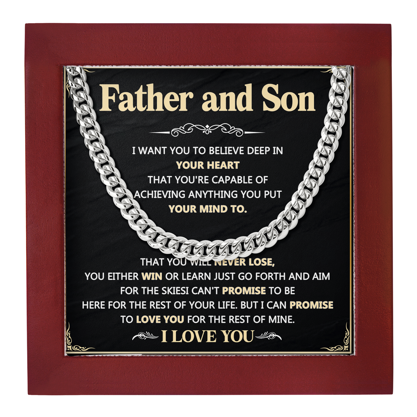 Father and son Cuban link chain Gift for Dad on Father's Day