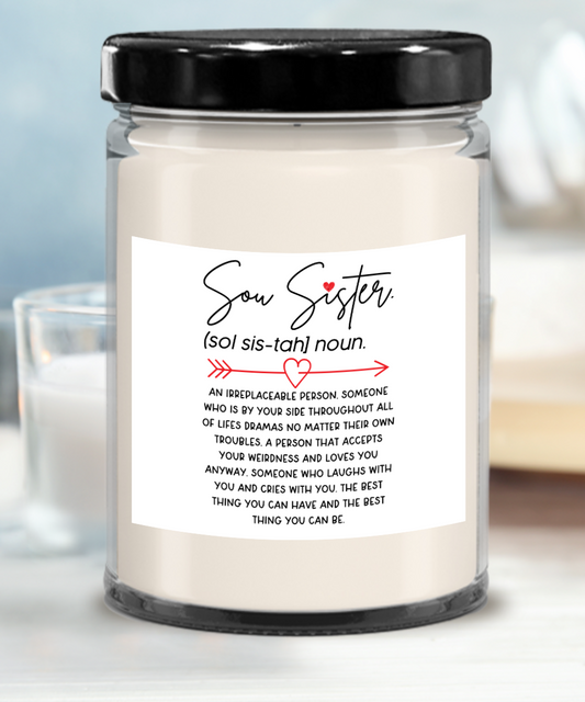 Soul Sister Definition Noun 16 OZ Candle Gift for Sister Soul Sister and Bestie.