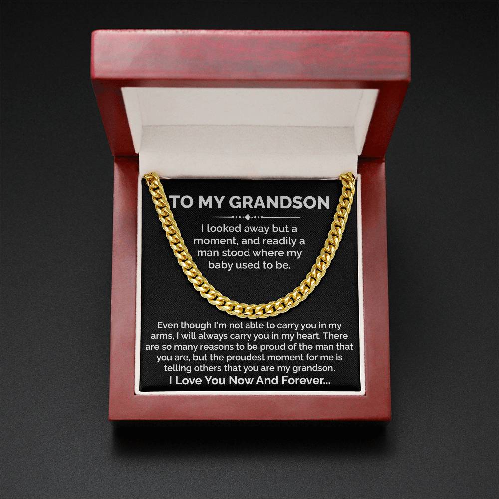 To My Grandson Cuban Link Chain Grandson Gift from Grandma or Grandpa