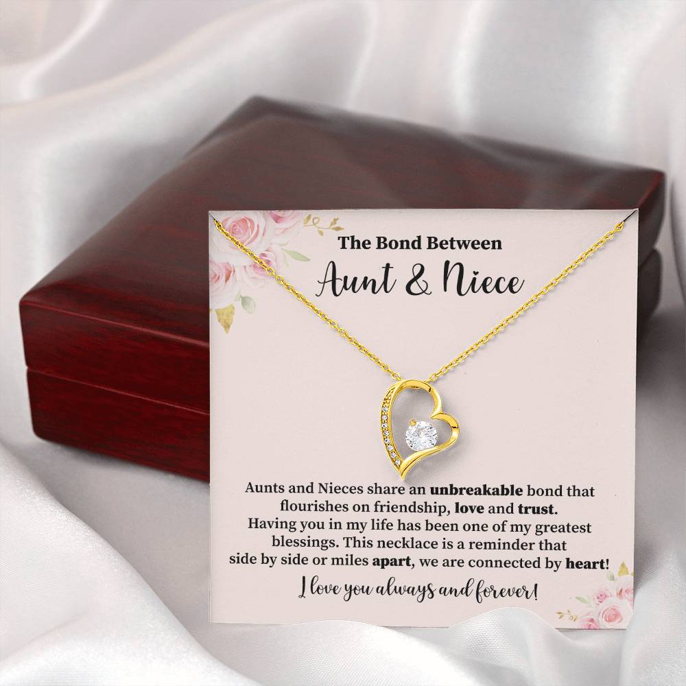 Aunt and Niece Necklace Heart Necklace Gift for Niece from Aunt with Friendship Message Card