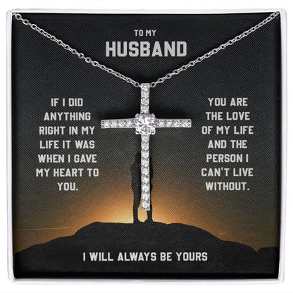 To My Husband Cross Necklace Gifts From Wife - Birthday Anniversary Gift With Heartfelt Message Card & Elegant Box