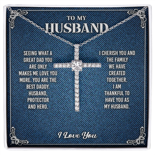 To My Husband Cross Necklace From Wife - Cross Necklace Gift For Man Birthday Valentine's Day