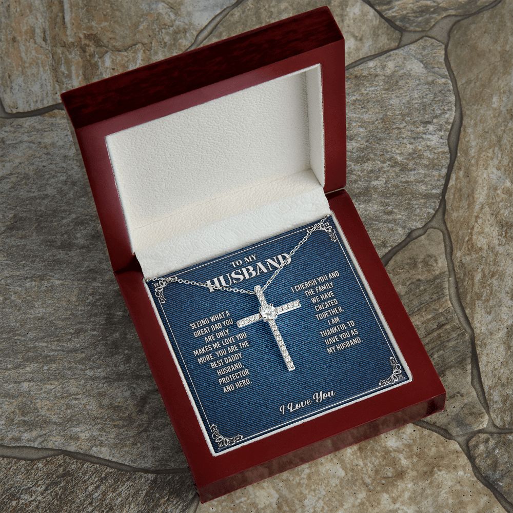 To My Husband Cross Necklace From Wife - Cross Necklace Gift For Man Birthday Valentine's Day