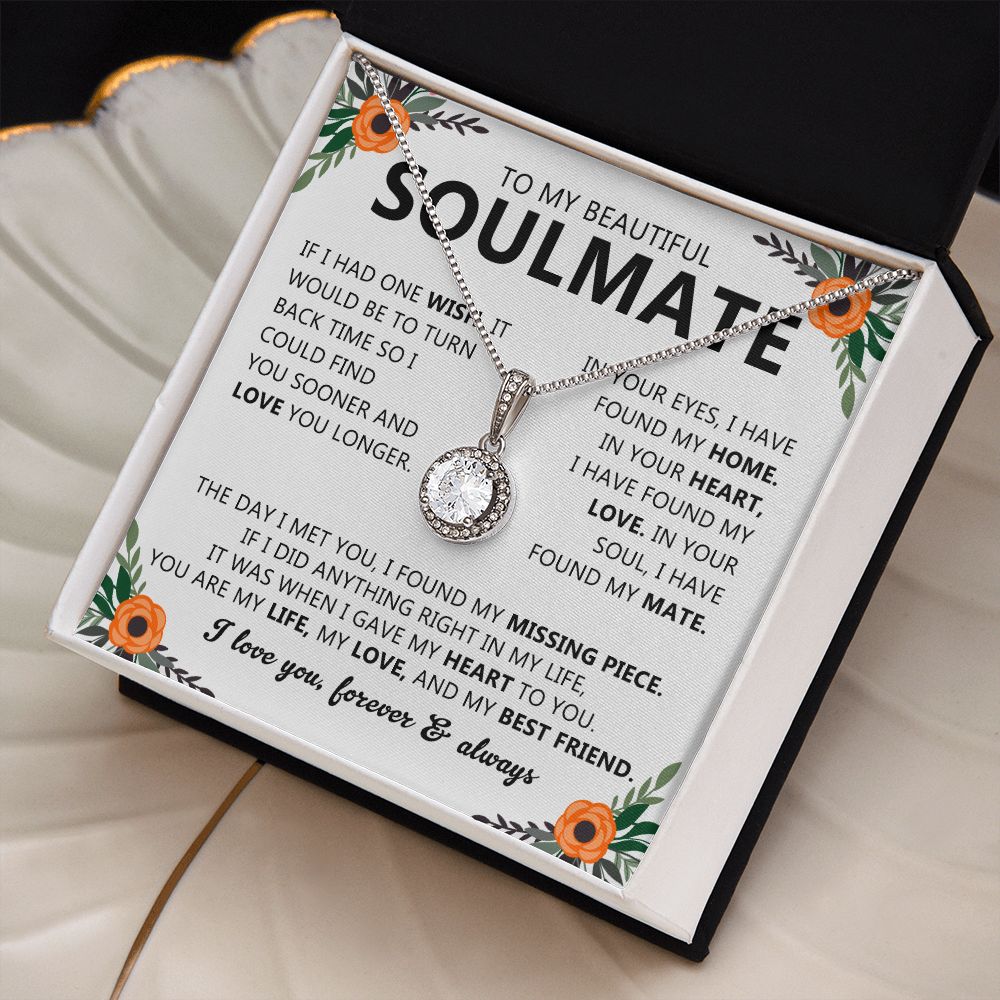 Soulmate Gift Necklace with Round Pendant & Card