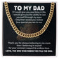 Dad Necklace Gift from Daughter with Lion Message Card