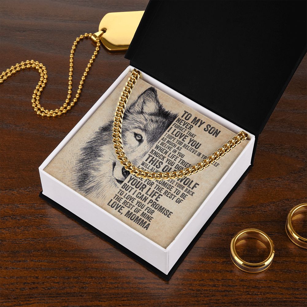 To My Son Never Forget That I Love You - 14k Yellow Gold Finish Lovely Gifts From Mamma With Heartfelt Message Card