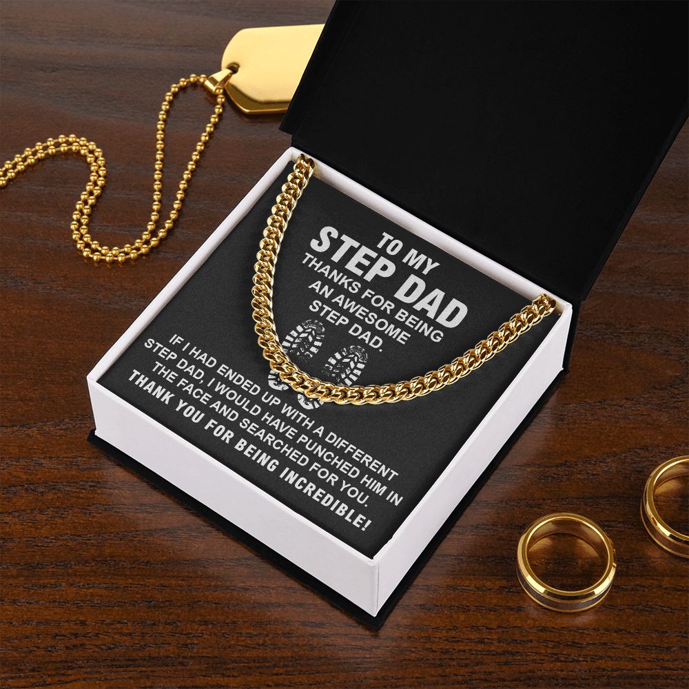 Stepdad Cuban Chain Necklace Gift With Heartfelt Note