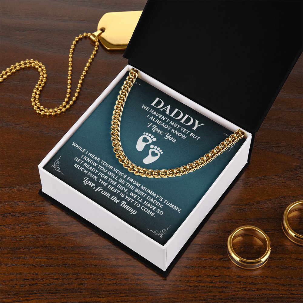 Daddy Necklace Gift From Baby Bump With Message Card